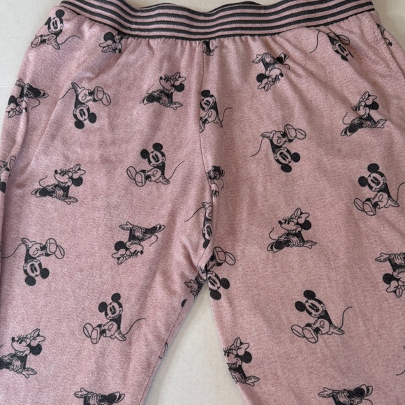 Disney Blush Pink Mickey Minnie Character Cozy Lounge Pajama Pants Size Large - Picture 2 of 11